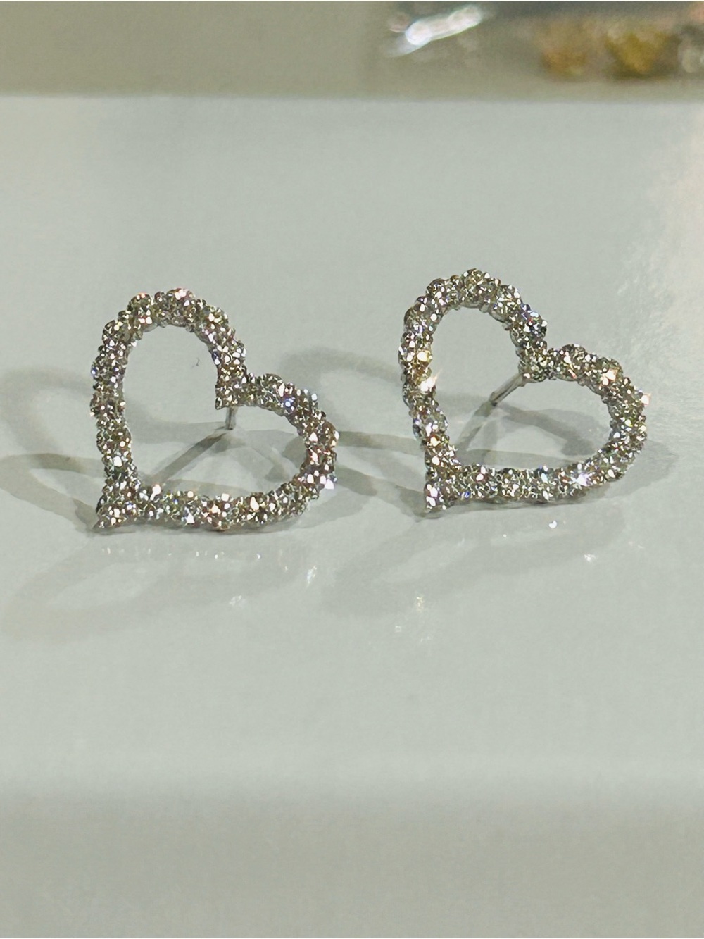 Lab Grown Diamond Open Heart Stud Earrings 1ct total 12.6mm in Japan K18